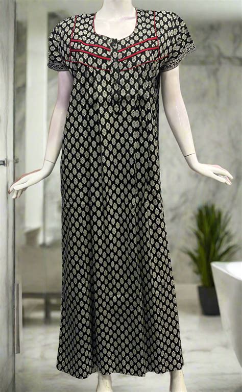 Black Motif Pure Cotton Feeding Nursing Nighty . Pure Durable Cotton ...