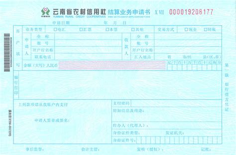 结算业务0021(云南省农村信用社结算业务申请书)