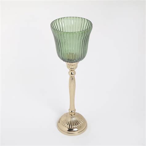 Buy Brian Glass Votive Holder with Aluminium Pedestal from Home Centre ...