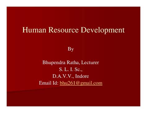 Hrd - human resource development notes - Transcript 1. Human Resource ...