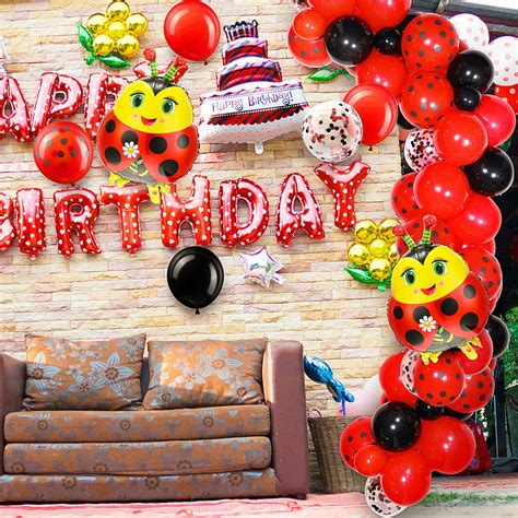 114 Pieces Ladybug Balloons Ladybird Red Black Polka Dots Balloons ...
