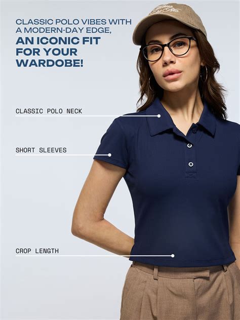 Navy Techpique Cropped Polo | Breathable & Polished – Cava – CAVA ...