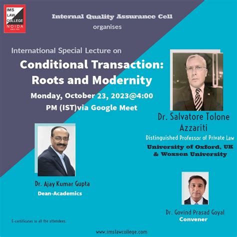 LECTURE ON “CONDITIONAL TRANSACTION: ROOTS AND MODERNITY” [OCTOBER 23 ...