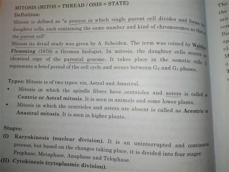 short note on mitosis cell division - Brainly.in