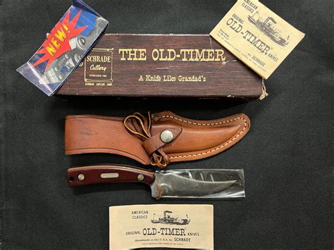 SCHRADE USA 152 0T Old Timer Sharpfinger Hunting Knife w/ Sheath Box ...