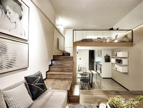 40平小户型现代工业风格复式单身公寓客厅装修效果图-家居美图_装一网装修效果图