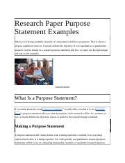 Image result for Research Purpose Statement Examples