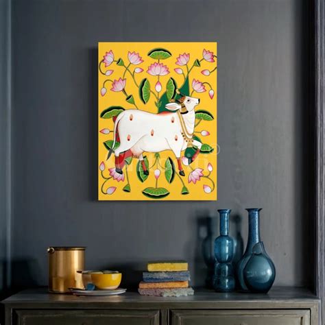 Buy Pichwai Cow (Yellow) Traditional Art Online - Artociti