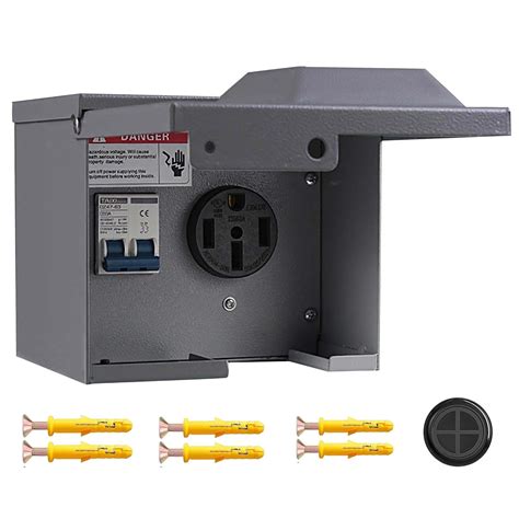 Perpending 50 Amp Rv Outlet Box with Breaker,Rv Electrical Outlet,UL Listed NEMA 14-50 Outlet ...