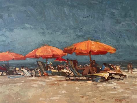 Jim Beckner - Afternoon at the Beach, Oil on Panel, Impressionism, 18 x ...