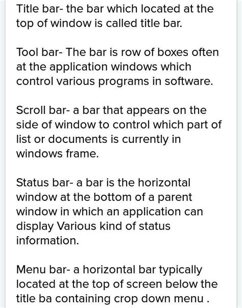 What is the windows and explain title bar , menu bar ,scroll bar ...