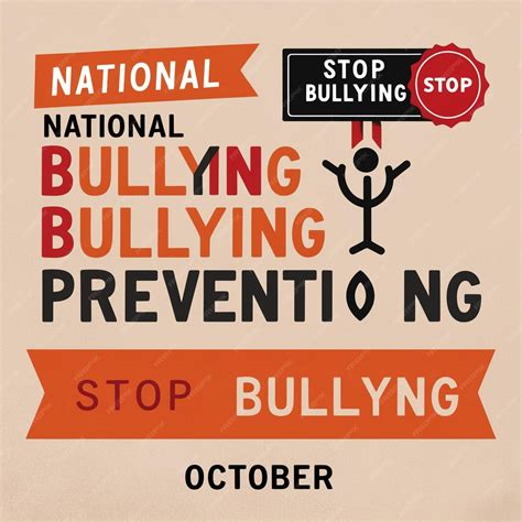 National Bullying Prevention Month Vector Illustration Template Raising ...