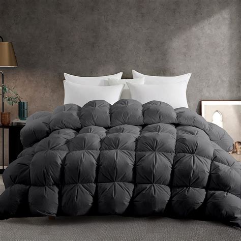 puredown Goose Down Feather Comforter All Season Pinch Pleat Comforter ...