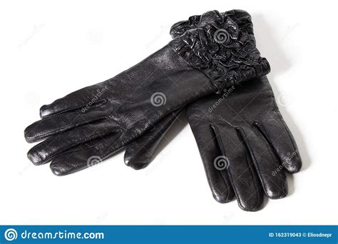 Ladies Black Leather Gloves Isolated Stock Image - Image of attire ...