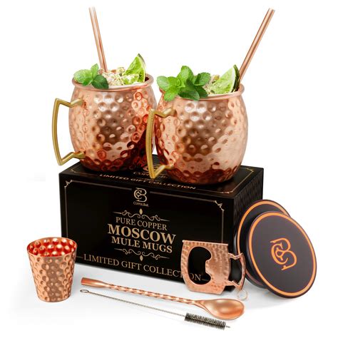 Hammered Copper Moscow Mule Mugs Set Of 4 - Complete Gift Set With ...