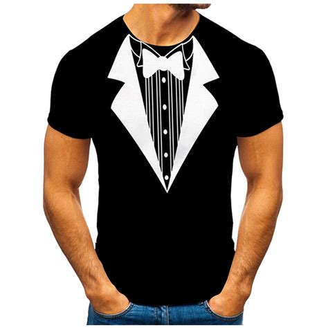 Men's 3D-Print Realistic Tuxedo Short Sleeve T-Shirt Classic Party ...