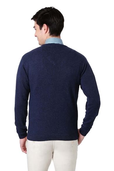Buy Men Blue Knit V Neck Sweater Online - 215513 | Peter England