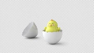 Character easter chicken hatched from egg on transparent background sd ...