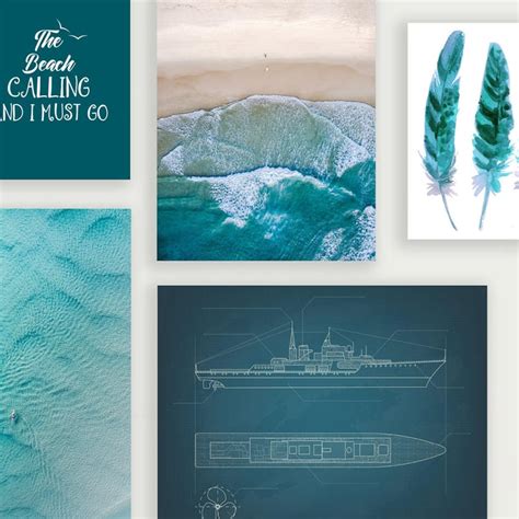 Buy Arsaa Multicolour Coastal Teal Theme Paper Posters - Set of 5 from ...