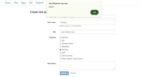 python - ERROR while getting api_id and api_hash in Telegram API ...
