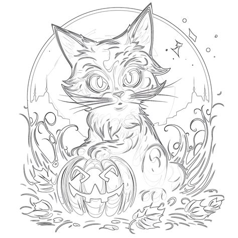 Halloween Cat Coloring Page | Coloring Pages Mimi Panda