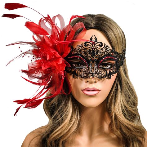 Halloween Costumes With Masquerade Masks Beaded Feather Masquerade