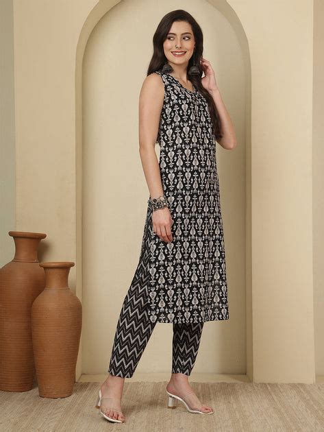Black Printed Kurta Set for Women – Nayo Clothing