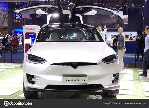 A Tesla Model X in its store in Shanghai.