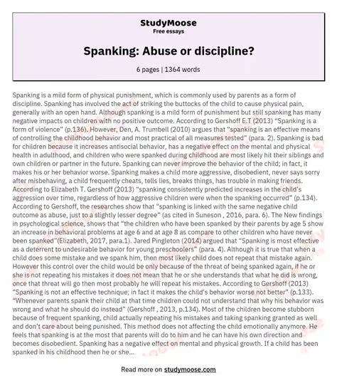 Spanking: Abuse or discipline? Free Essay Example