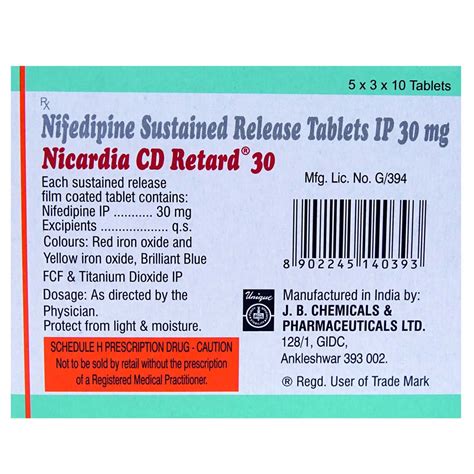 Nicardia CD Retard 30 Tablet | Uses, Side Effects, Price | Apollo Pharmacy