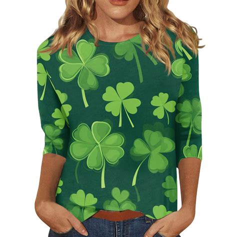ADSSDQ St Patricks Sweatshirts For Women 3/4 Sleeve Boho Tops Summer ...