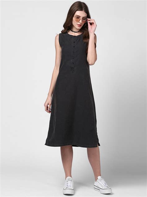 Women's Black Denim Dress – Stylestone