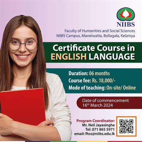 Admissions are now open for Certificate Course in English Language - 2024 | NIIBS Campus