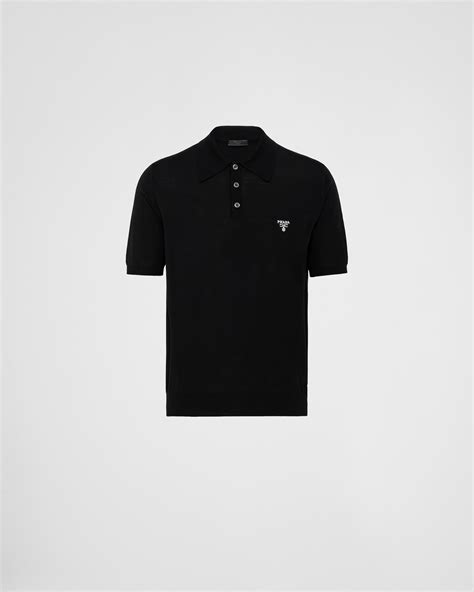 Black Superfine Wool Polo Shirt | PRADA