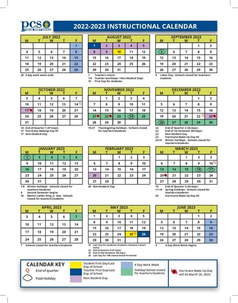 Pinellas County Schools Calendar 2022-2023 with Holidays
