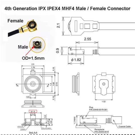 U.FL IPEX 4 to SMA / RPSMA Connector Pigtail – ThinkRobotics.com