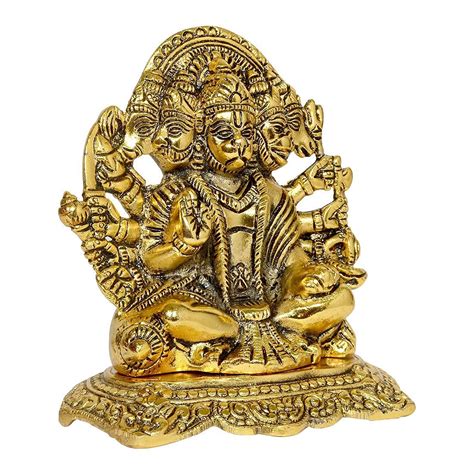 Buy Multi Gold Colour Resin Panchmukhi Hanuman Murti Vintage Statue for ...
