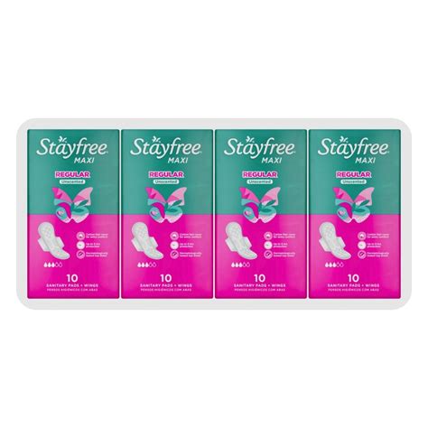 Stayfree Maxi Regular Sanitary Pads With Wings Unscented 4x10s - Superb ...