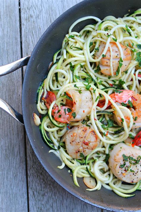 Shrimp And Scallop Scampi With Zucchini Noodles - Cooking With Books