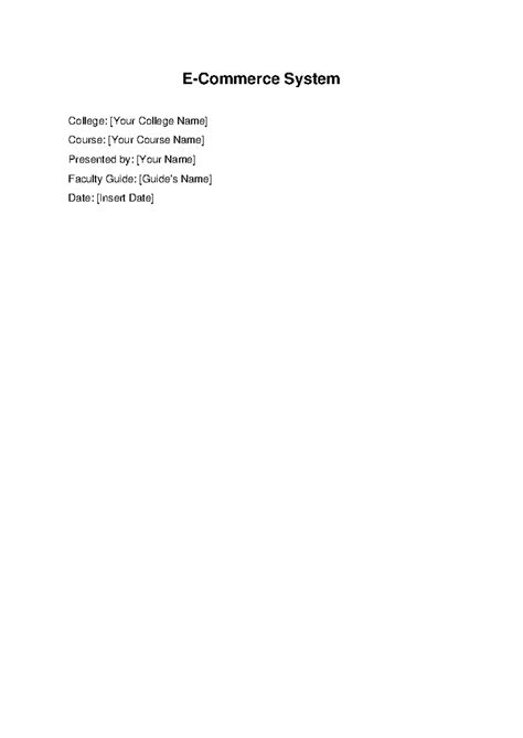 E-Commerce Project Report - E-Commerce System College: [Your College ...