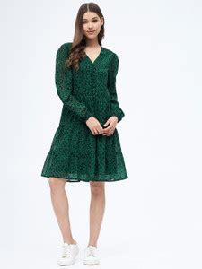 HARPA Women Fit and Flare Green Dress - Buy HARPA Women Fit and Flare ...