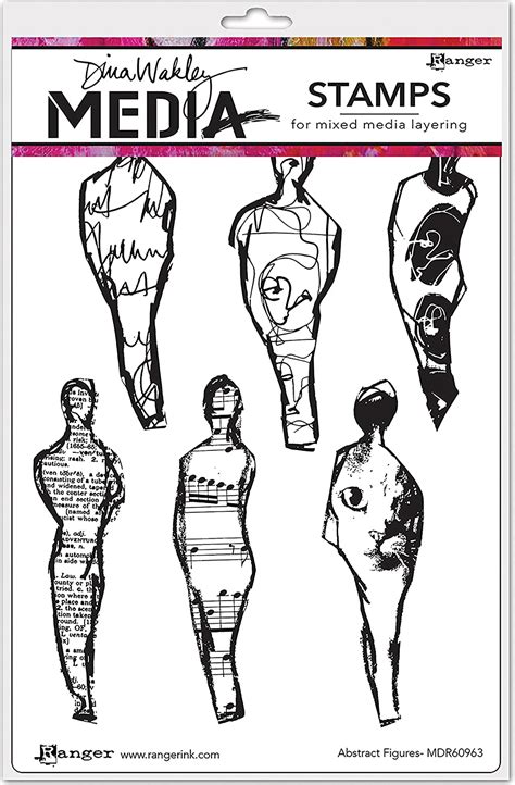Ranger Abstract Figures Dina Wakley Media Cling Stamps 6"X9" : Amazon ...