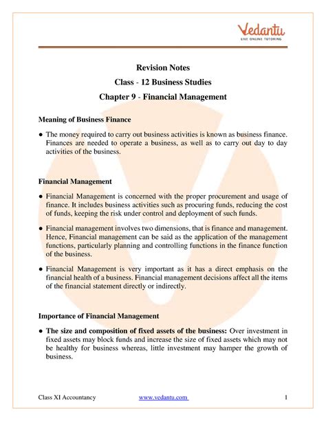 Class 12 Business Studies Chapter 9 - Revision Notes - Revision Notes ...