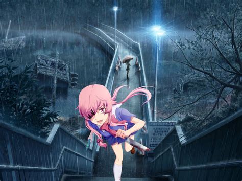 Yuno Gasai in Rain - Future Diary HD Wallpaper