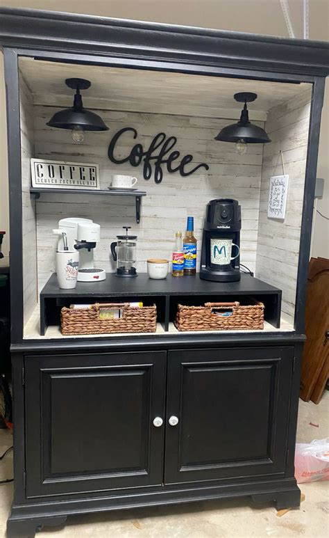 Upcycled Entertainment Cabinets Turned Coffee Bars