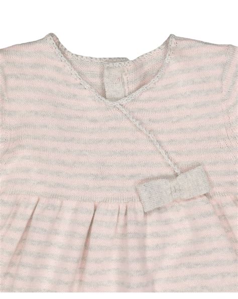 Buy My First Pink And Grey Stripe Knitted Dress And Tights Set Online ...
