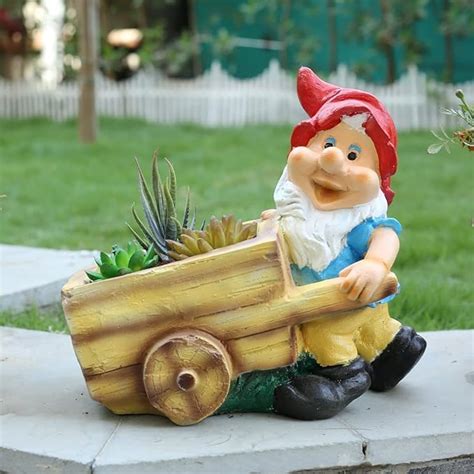 The decorshed Gnome Push Cart Planter & Pots - Indoor, Outdoor, Home ...