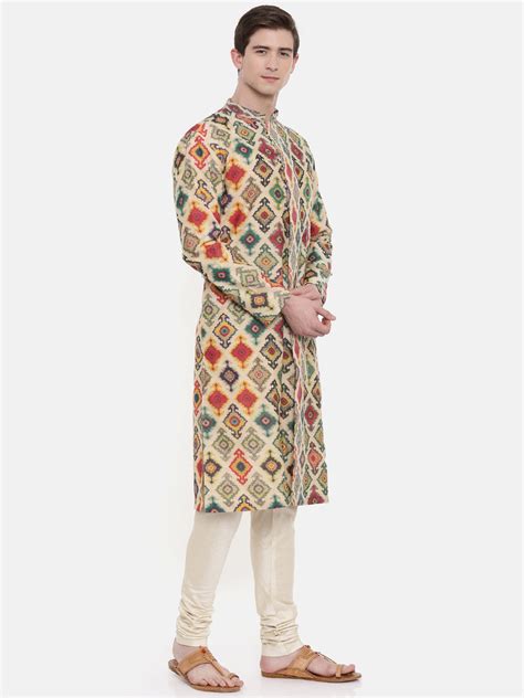 Chanderi Geometric Printed Kurta Set - MMK0295 – Mayank Modi Fashions