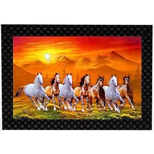 Buy MLH Handicraft Vastu Running Horses Gift Set With UV Print Wall ...