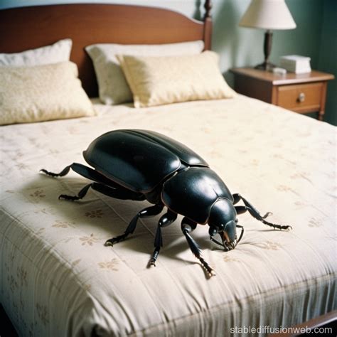 Giant Beetle on Bed in Metamorphosis | Stable Diffusion Online